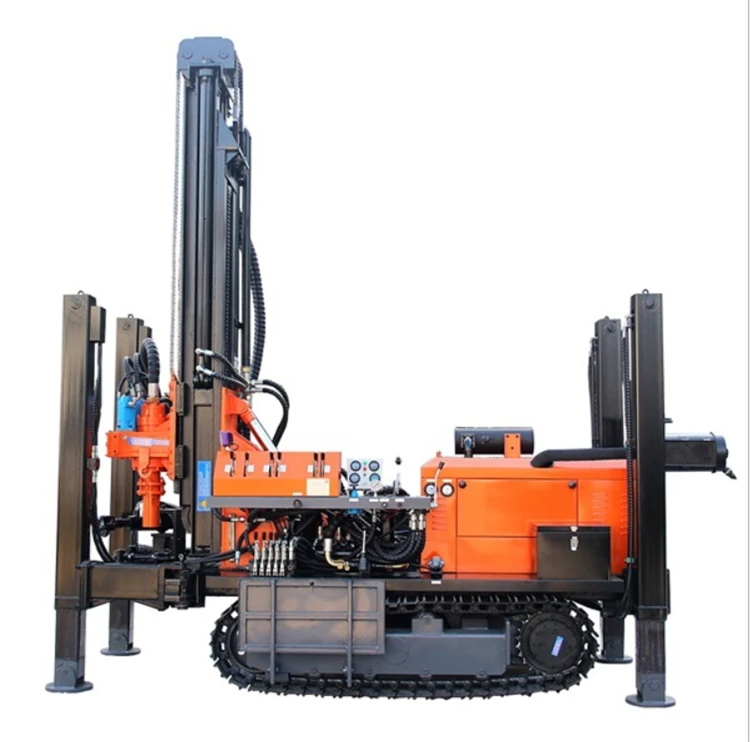 Crawler wheel type Diesel engine hydraulic water well drilling rig machine use air drilling