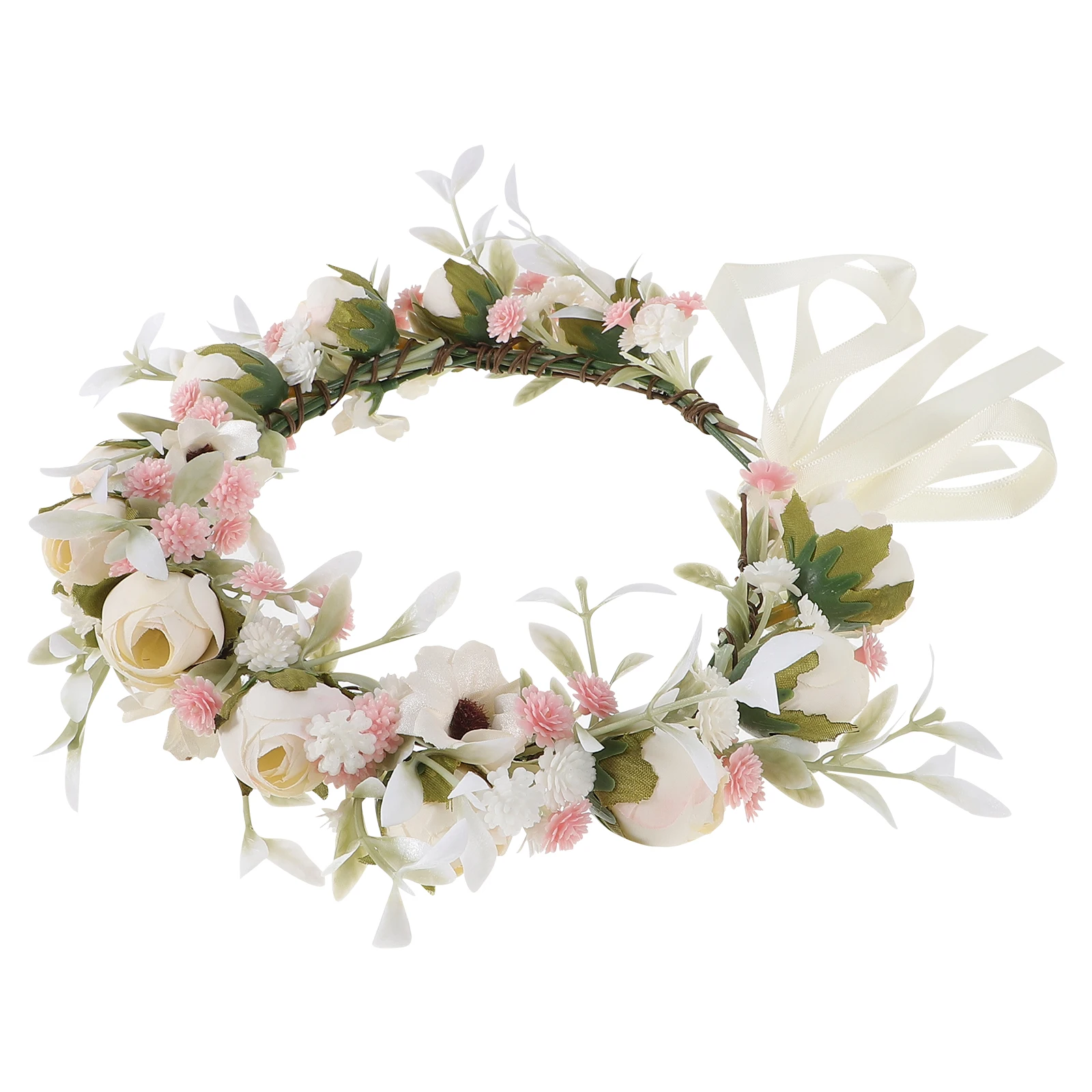 

Vintage Garland Wreaths Headband Bridal Wedding Headdress Floral White Fabric Cloth Accessories Selfie Photo Props