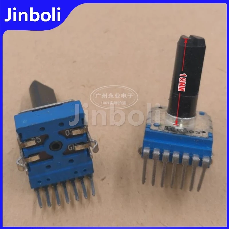 2PCS RK14 Type 7Pins Double Vertical Rotary Potentiometer B50K B503 Volume Adjustment Potentiometer Half Shaft Length 18MM