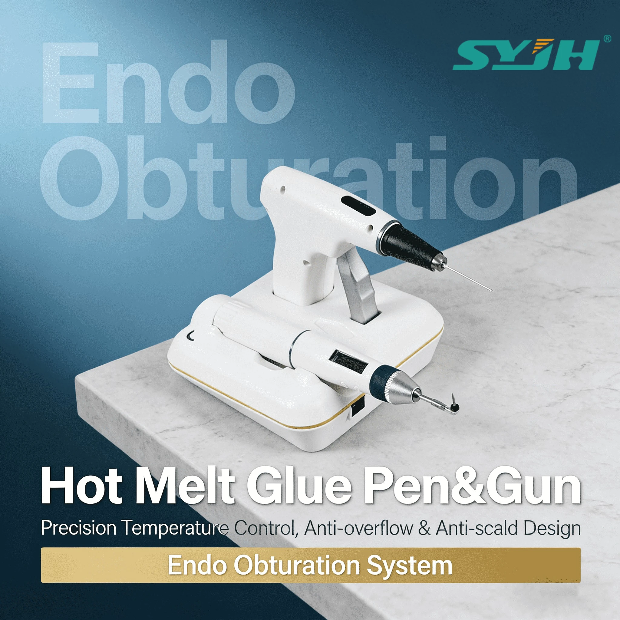 SYJH Dental Endo Obturation System with 360° Rotatable Silver Needle and 3Dimensional Design Dentist Hot Melt Glue Pen&Gun Tools