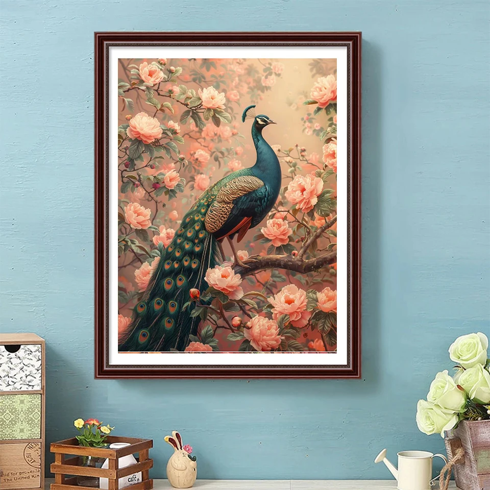 Full Square Round Diamond Embroidery Animal Peacock Diy Diamond Mosaic Flower Complete Kit Home Decor Handmade Gift image 3