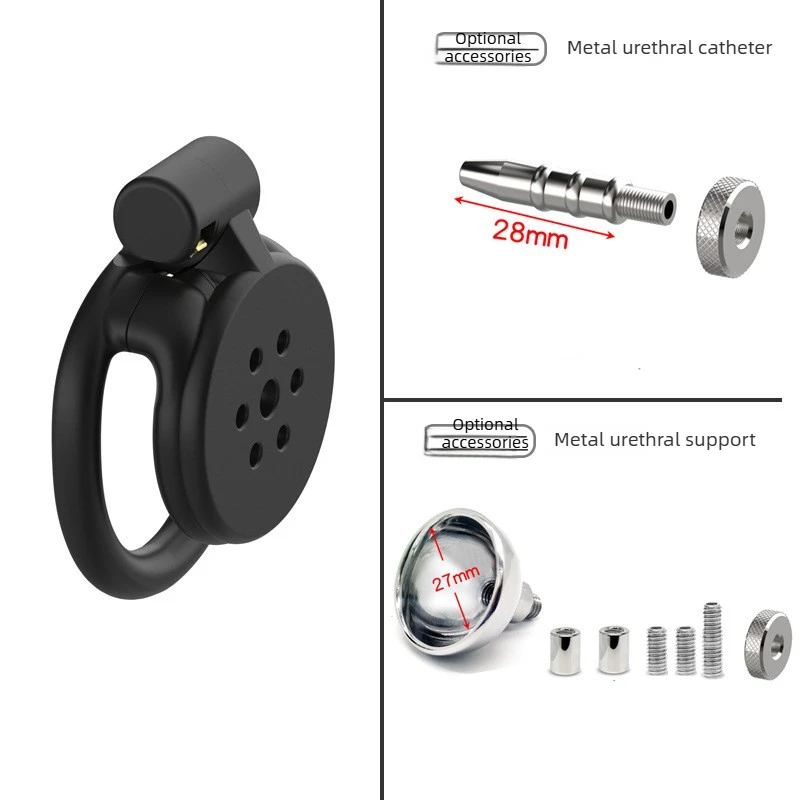 Urethral Inverted Negative Male Chastity Lock Flat Cock Cage with Urinary Catheter Metal Urethral Catheter BDSM Sex Toys for Men - view 4