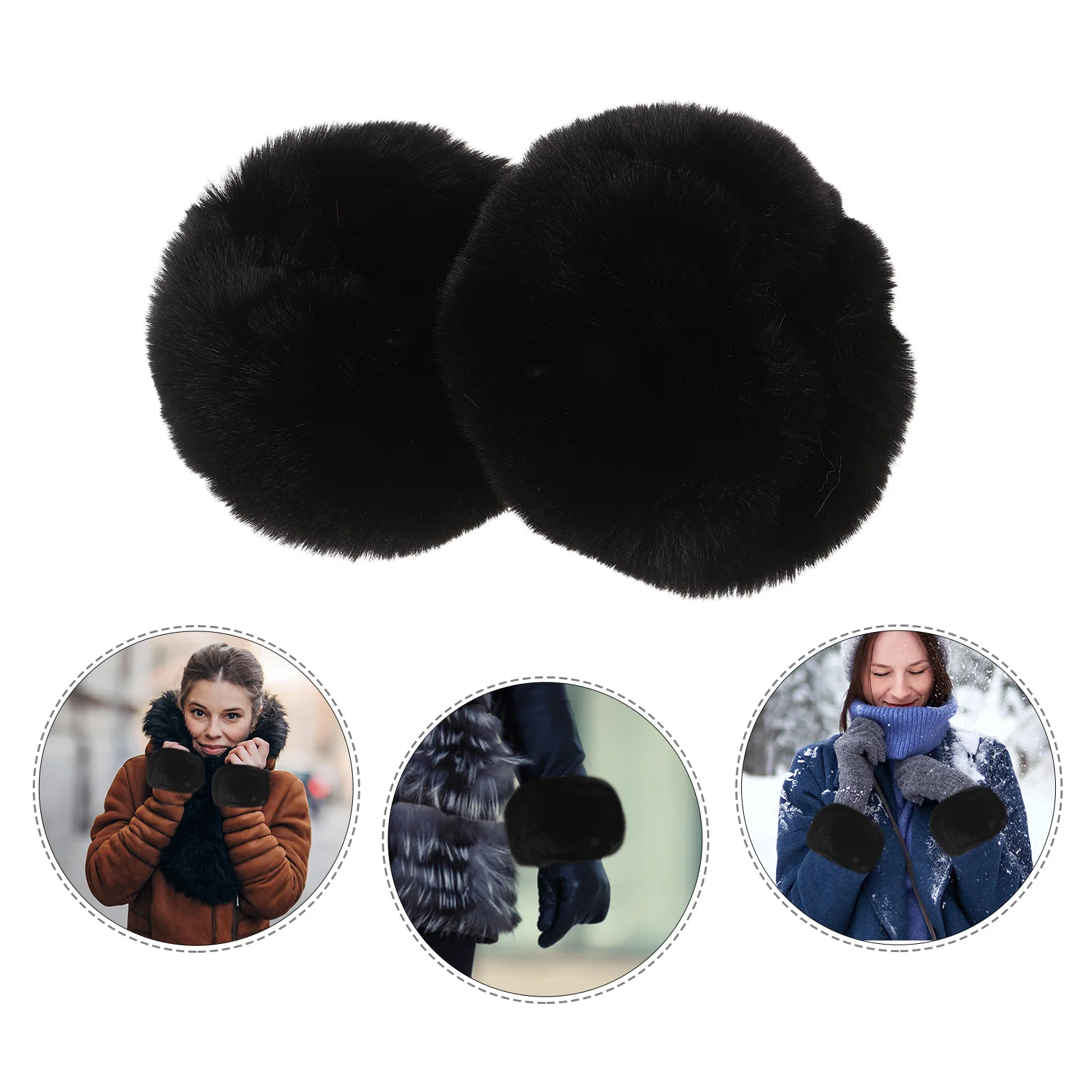 

1 пара черных искусственных грелок на запястья, мягкие манжеты с рукавами, зимние нарукавники для женщин, вечерние, фестивальные, косплей, теплые браслеты