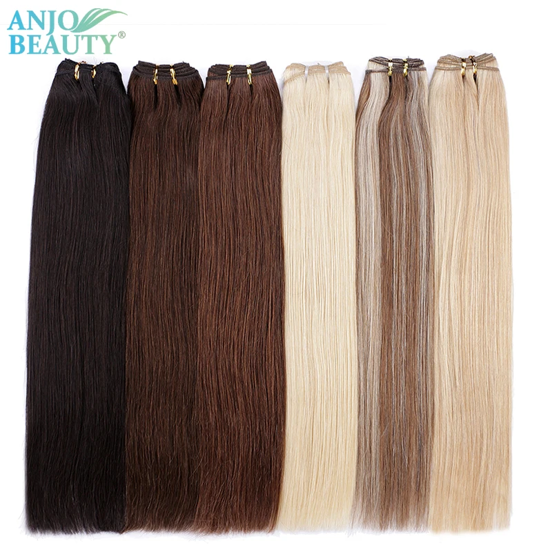 Straight Human Hair Weaves Bundles Brazilian Remy Human Hair Sew In Weft Extensions Straight Blonde 100g 16"-28" Natural Hair