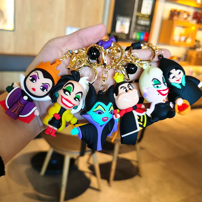 MINISO villain evil witch keychain Ursula Cruella Maleficent anime cartoon car keychain bag hanging Christmas gift