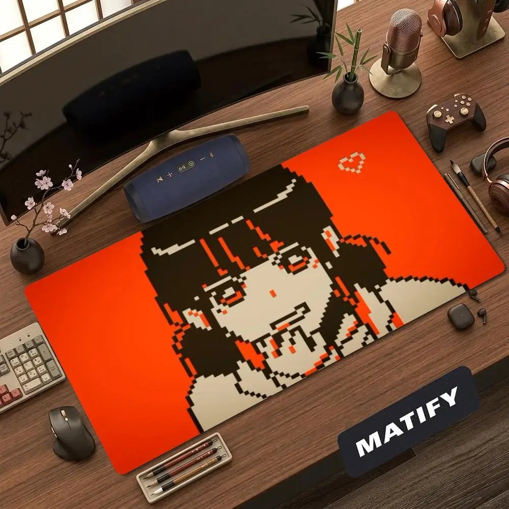 XXL Retro Pixel Art Game Mousepad Vintage UI Deskmat Non‑Slip Rubber Pc Gamer Keyboard Desk Mats Big Beige Computer Mouse Mat
