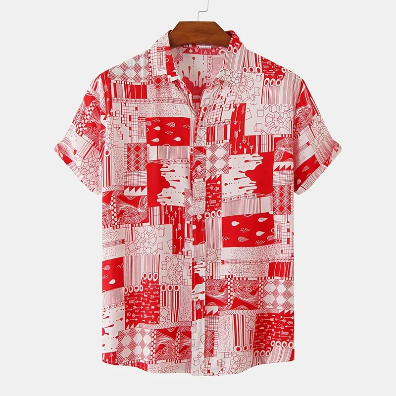 2024 New Fashion uomo donna camicie hawaiane stampa a righe bottoni Harajuku t-shirt Y2k top Streetwear abbigliamento a maniche corte maschile