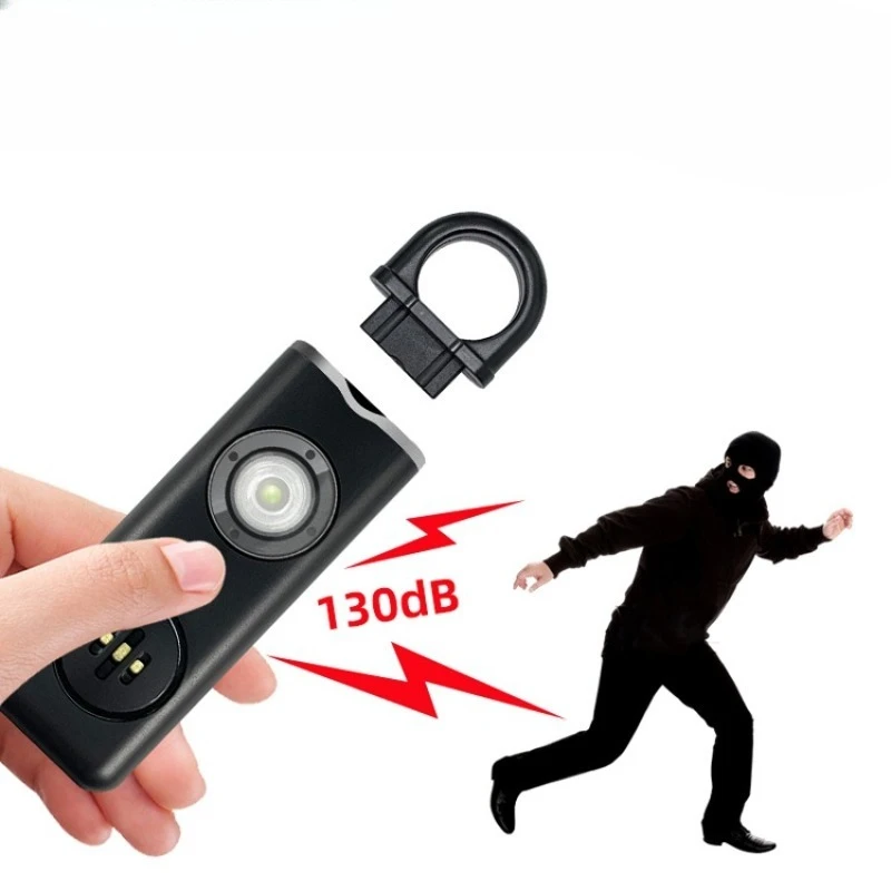 

Персональная сигнализация для женщин, портативная сирена для самообороны, брелок-фонарик для экстренных ситуаций, 1 шт.