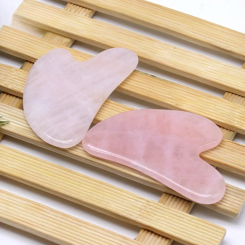 Rose Quartz Jade Guasha Board Natural Stone Scraper Chinese Gua Sha Tools For Face Neck Back Body Acupuncture Pressure Therapy