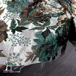 Cyan peony flower three-dimensional jacquard cloth handmade DIY homemade fashion fabrics palace style creative designer fabrics