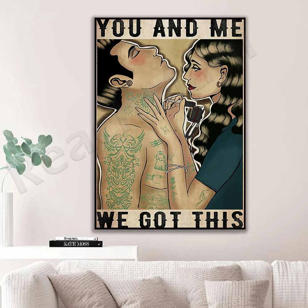 Tattoo artist couple you and me we got this wall art funny tattoo poster, tattoo artist gift, tattoo room decoration