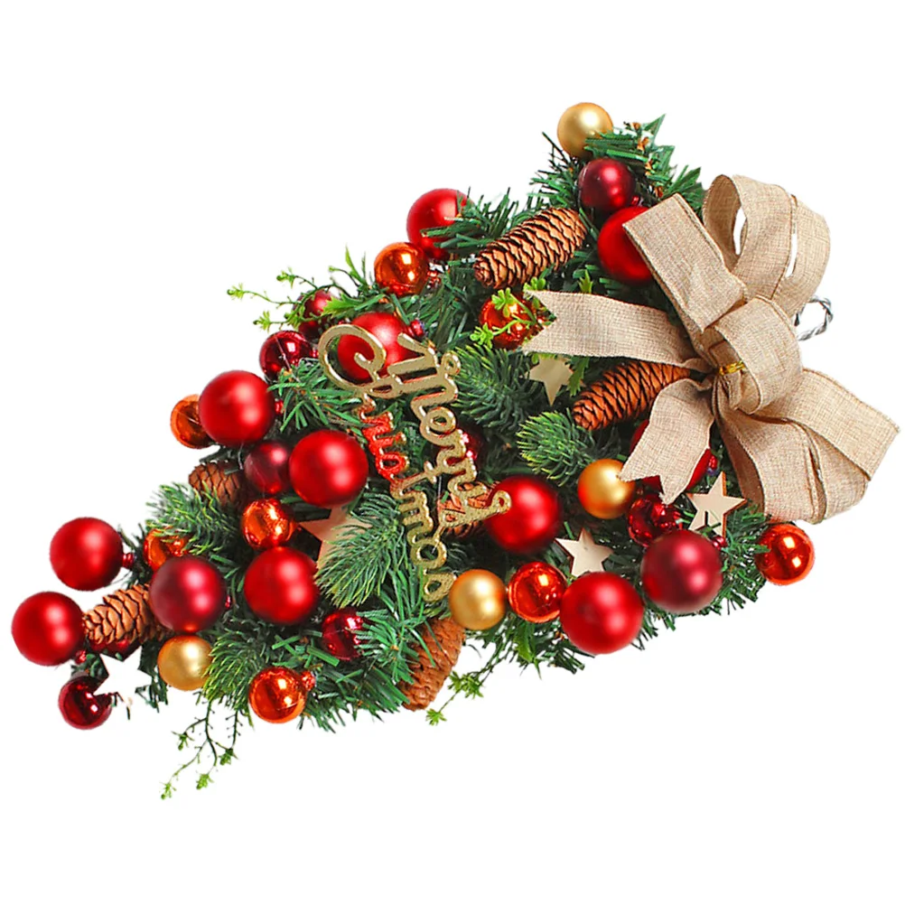 

Rattan Door Wreath Colorful Hanging Christmas Tree Topper Front Door Ornament Holiday Garland Party Supplies Christmas Wreaths
