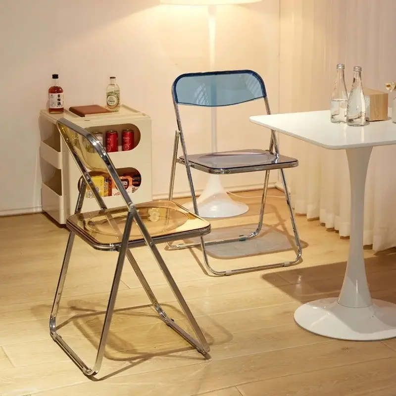 Folding Chair Transparent Chair Crystal Photo Nordic Acrylic Fashion Internet Celebrity Makeup Backrest Dining