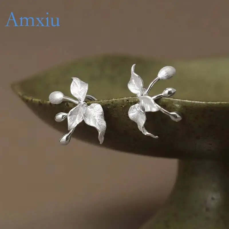 Amxiu Original Design Bird Album, Copper Alloy Chinese-Style Floral Ear Cuff, No Piercing Required, Refined And Elegant Earrings