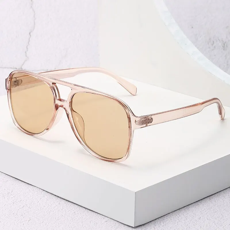 Vintage Oversized Sunglasses Women Retro Brand Big Frame Sun Glasses Female Black Yellow Ins Style Square Glasses Oculos De Sol image 3