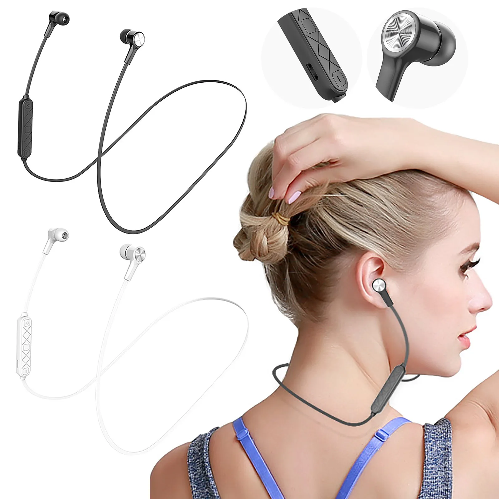 Słuchawki Bluetooth Upgrade Bluetooth 5.0 bezprzewodowe słuchawki douszne sportowe W słuchawki douszne z mikrofonem radio HiFi głęboki bas zestawy słuchawkowe