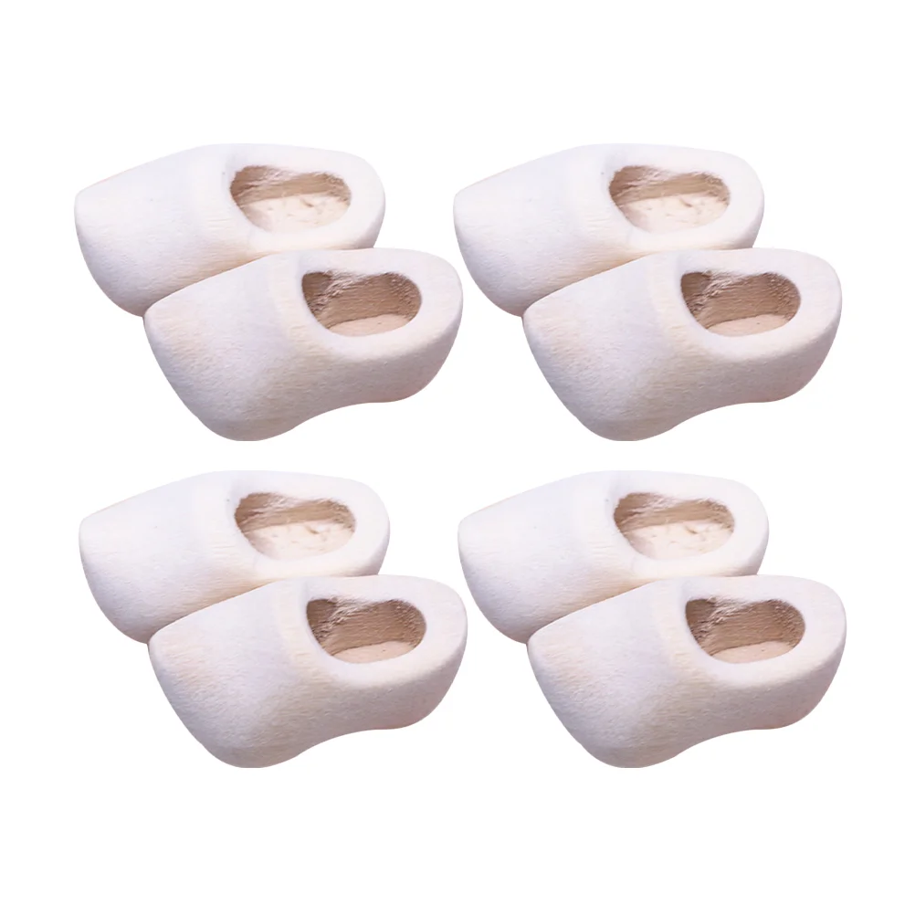 4 Pairs Clogs Miniature Wooden Shoes Decor Simulation Decorative Klompen Blank Ornaments Model House Child for Kids