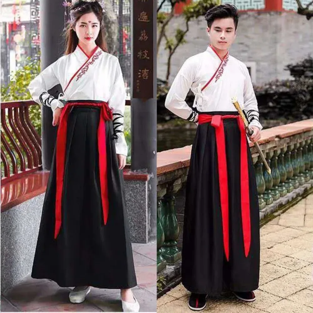 2PCS Tang Dynasty โบราณจีน Hanfu ชุด Han Dynasty เสื้อคลุมยาว Dance Stage เสื้อผ้าจีนแบบดั้งเดิมสำหรับชาย