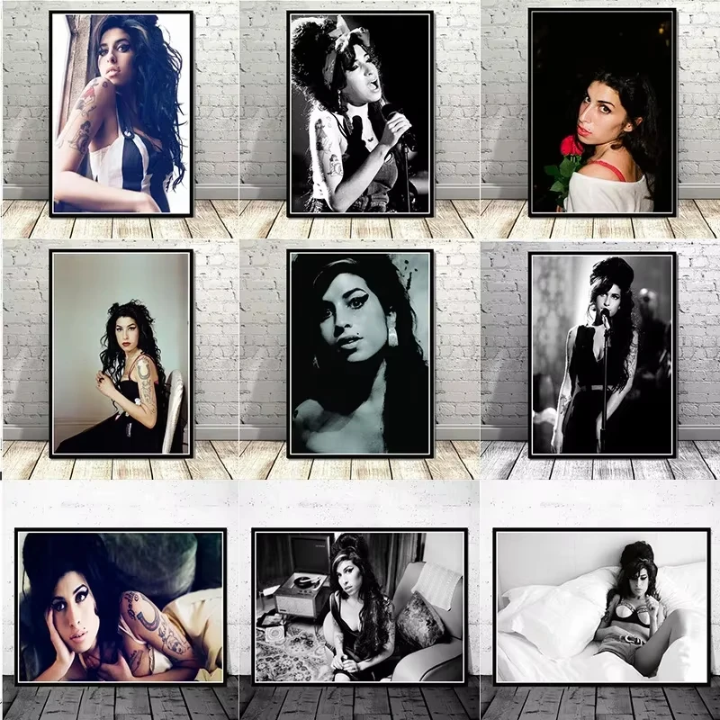 Scandinavian minimalist wall art Amy Winehouse Music Singer Celebrity Pop HD Canvas Poster Prints Home Bedroom Living Room Decor