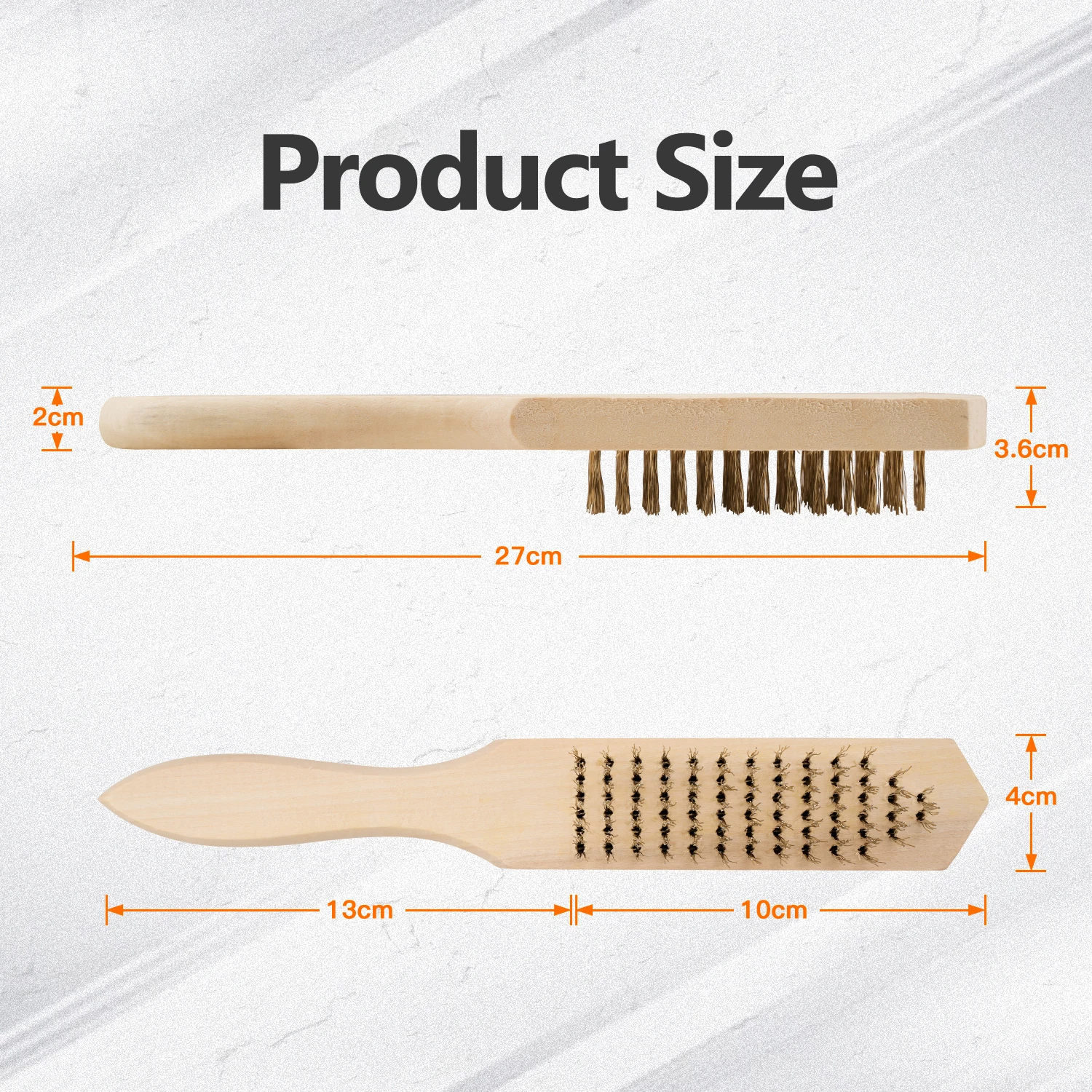 Wooden Handle Stainless Steel Brass Wire Brush Ergonomic Multi-Surface Cleaner Rust Removal Tool For Jewelry Rust Paint Removal