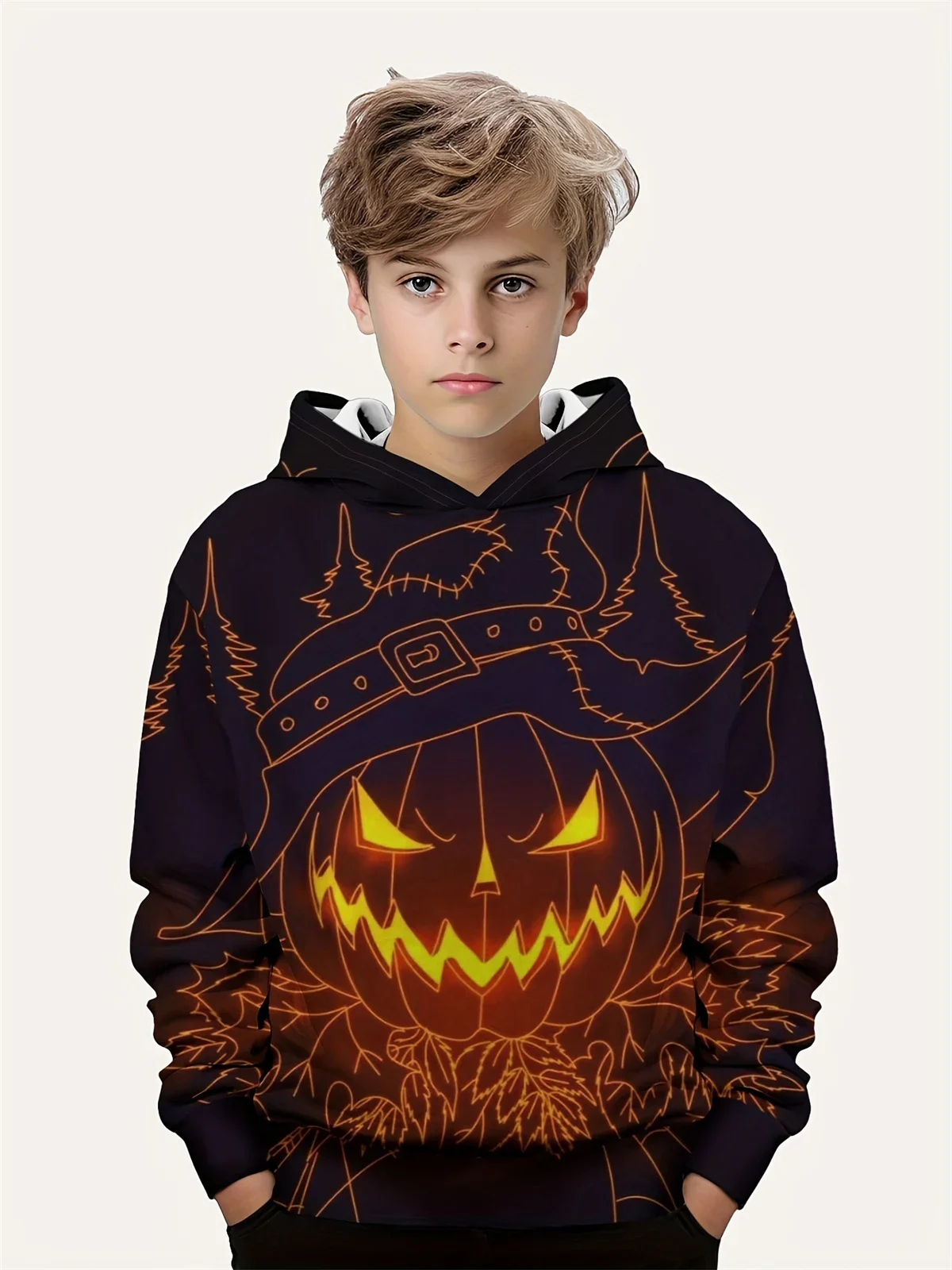 Children Clothes Halloween Scary Clown 3D Digital Print Boys Hoodie Long Sleeve Spring Fall Casual Polyester Tops Boys Clothing