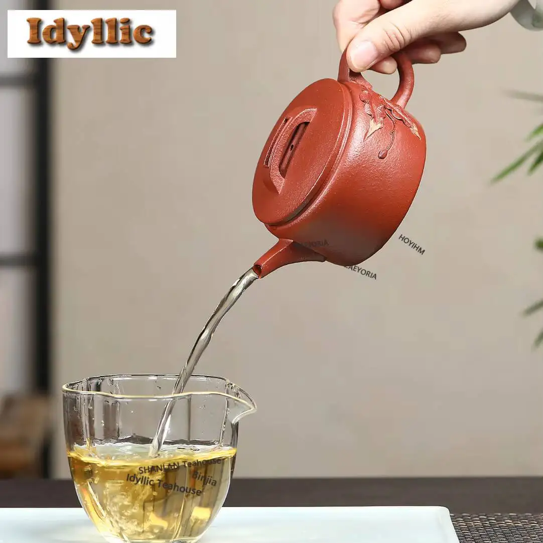200ml Elegant Yixing Purple Clay Teapots Artists Handmade Maple Leaf Pot Raw Ore Red Downhill Mud Kettle Zisha Tea Set Cha Craft