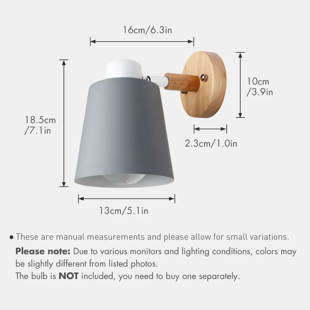 Nordic wooden wall lamp Modern Simple macaron 6 colours E27 bedroom study room bedside lamp indoor lamps and lanterns