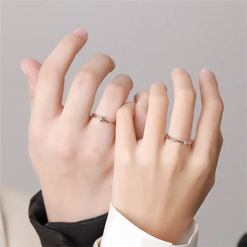 Cool Love Knot Cross Pattern Couple Ring For Men Jewelry Trendy 925 Sterling Silver Ring Women Index Finger Accessories