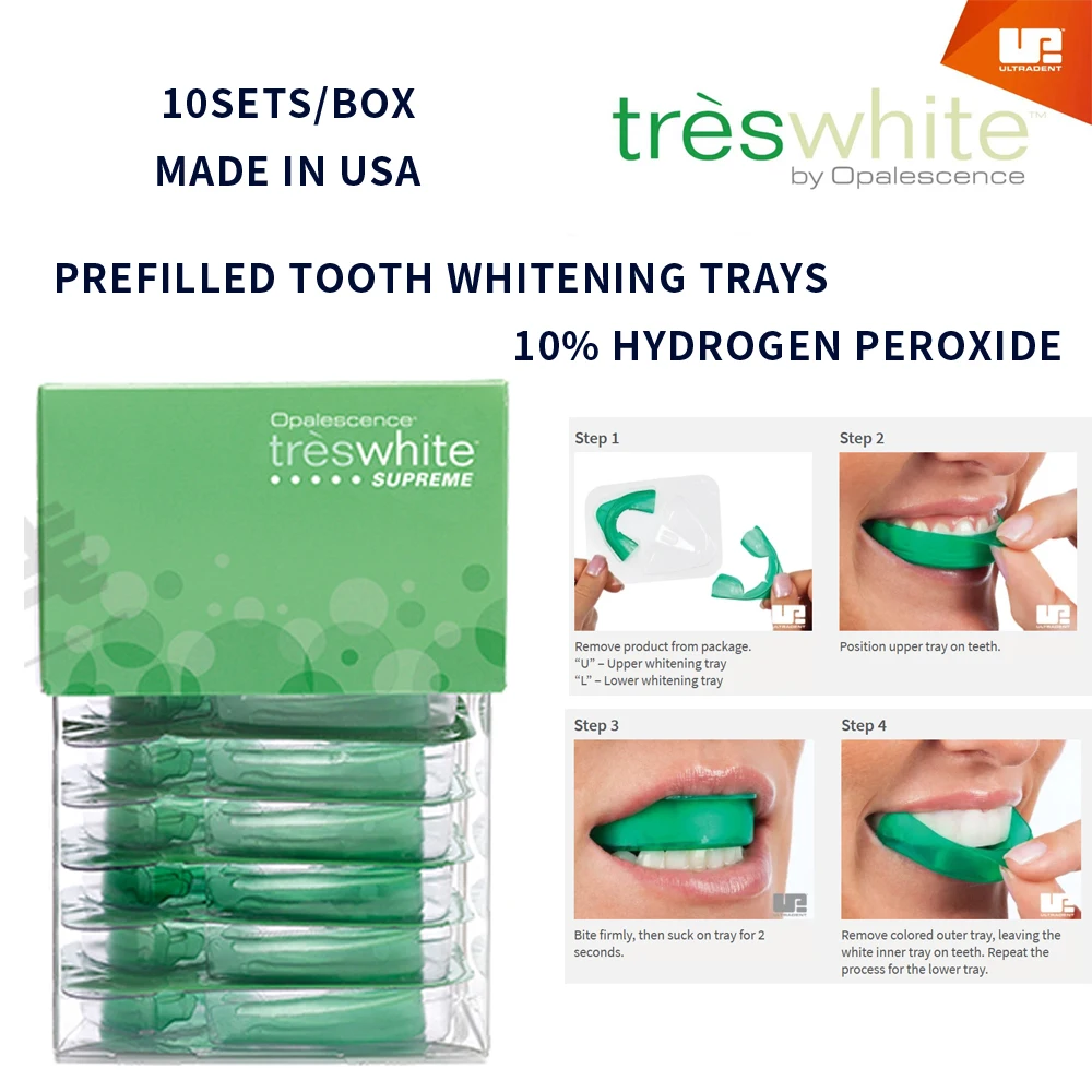 Opalescence Whitening Trays 10 PF Hydrogen Peroxide Gel Go 10% American Ultradent Treswhite Dental Bleach Mint 10Kits Dental