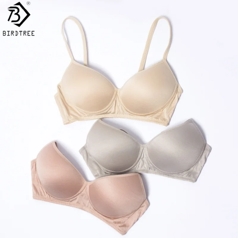 

Бюстгальтер Birdtree из 100% натурального шелка, сексуальный, женский, с чашками 3/4, беспроводной, тонкий, дышащий, новинка Весна-Лето 2026 A62427JF