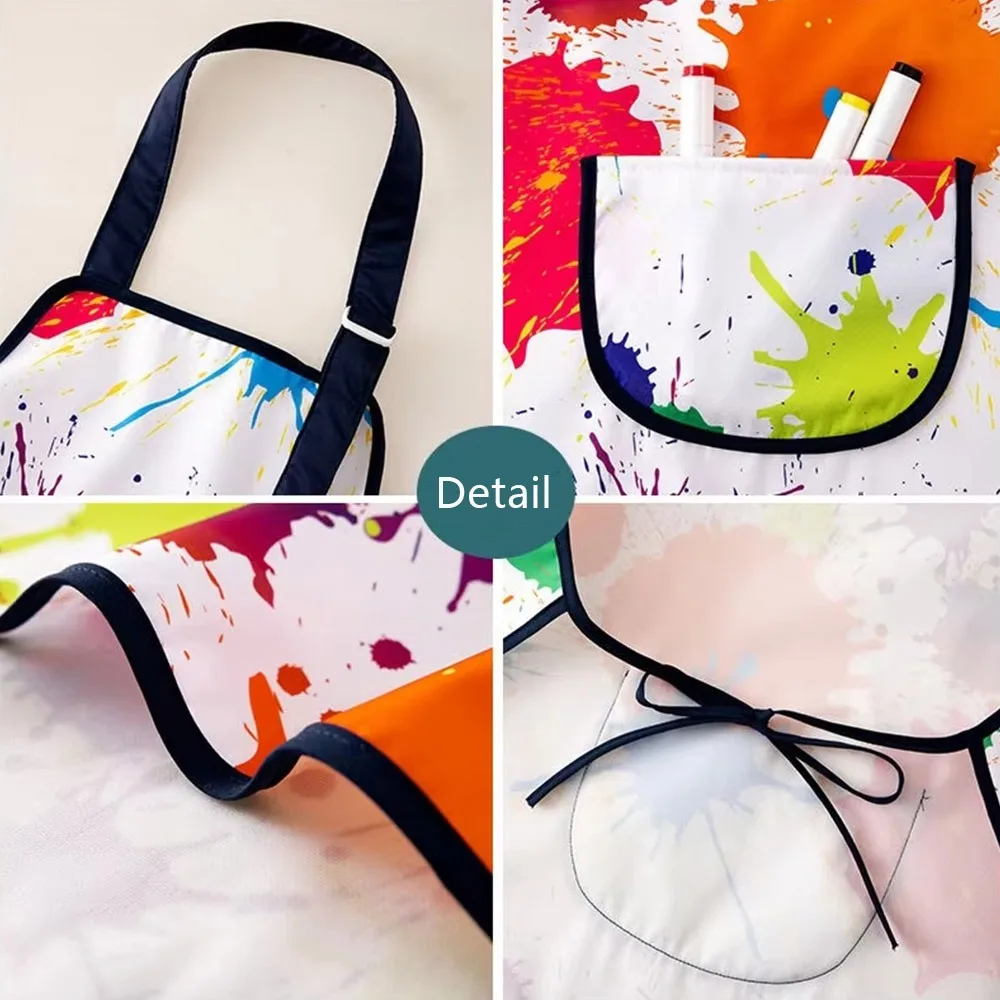 New Polyester Children Painting Apron Waterproof Easy Clean Art Bibs Drawing Dressing Baking Bibs
