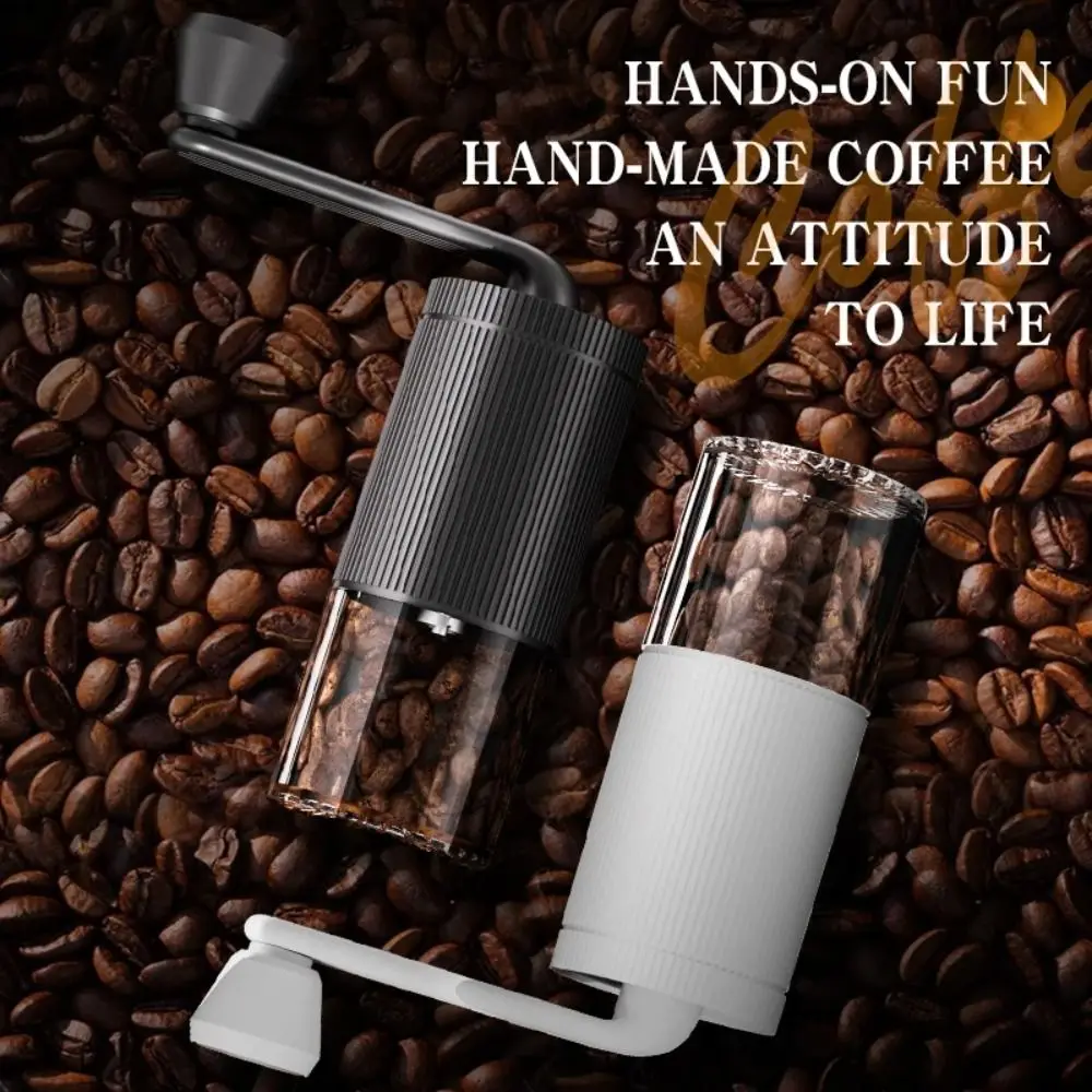 

Adjustable Coarse Fine Manual Coffee Grinder Ceramics Conical Burr Detachable Hand Cranked Coffee Mill Clear Container