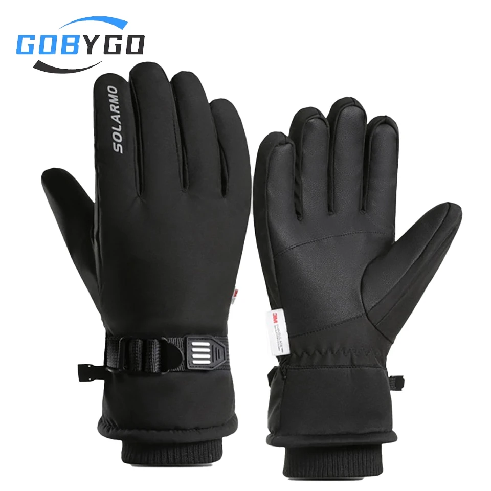 

GOBYGO Ski Gloves Fleece-Lined Thickened Waterproof Cold-Resistant Snow Warm Gloves Touch Screen Wind Protection Cycling Gloves