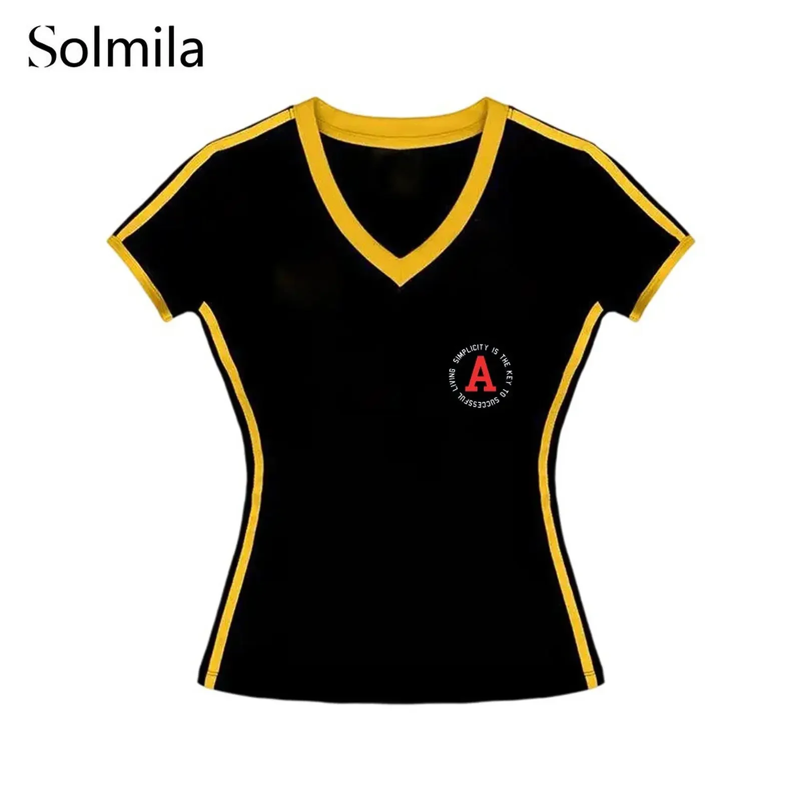 

Casual Outing Black Slim Fit Top Oversize Short Sleeve Top Streetwear Retro Style Tee Suitable For Spring Summer