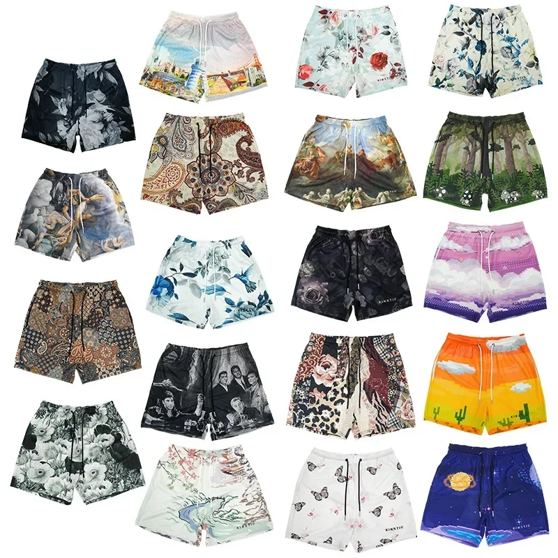 Summer New Digital Prtg American Sports Casual Shorts Mesh Breathable and Loose Men's Short Shorts Anime Shorts