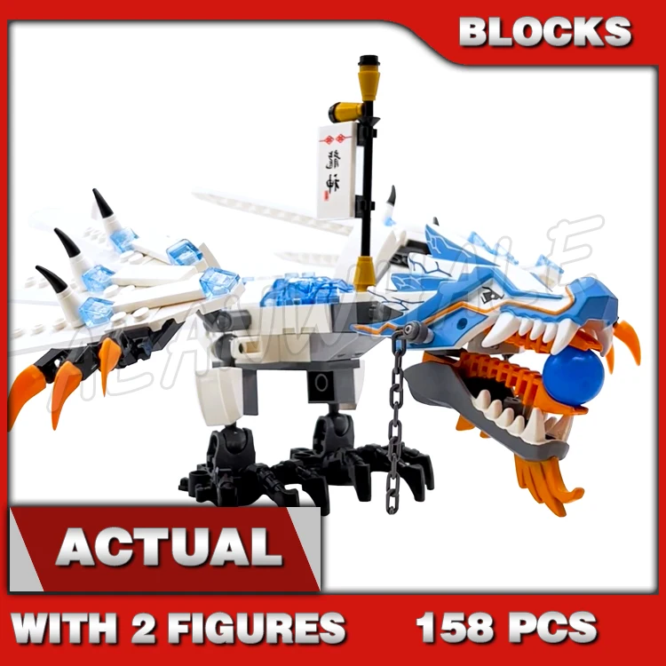 158pcs Shinobi Ice Dragon Attack White Skeleton Folding Wings 9729 Building Block Toys Compatible With Model