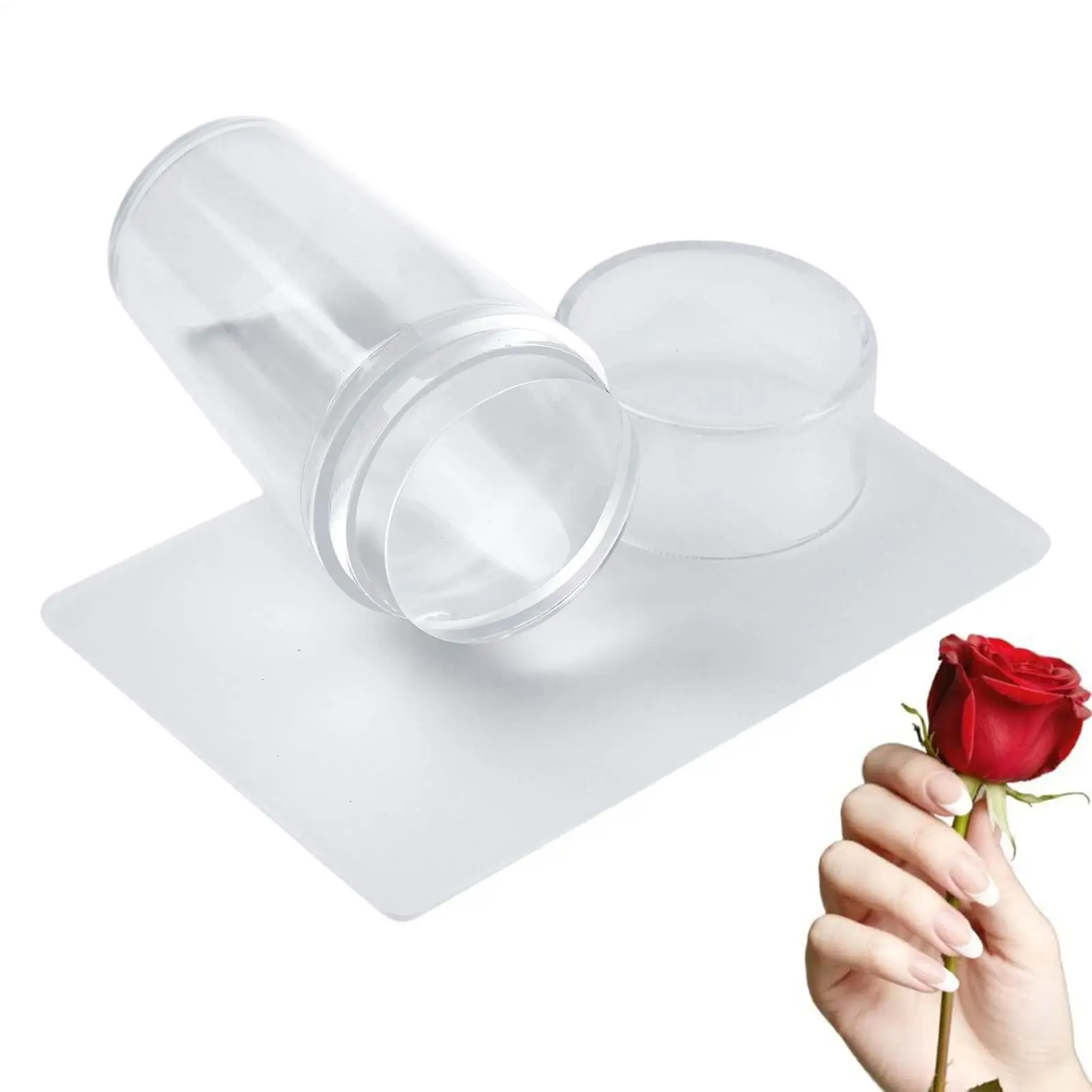Transparenter Nagelstempel mit Schaber, Jelly-Silikon-Stempel für French-Nails, Maniküre-Sets, Nagelstempel-Werkzeugset