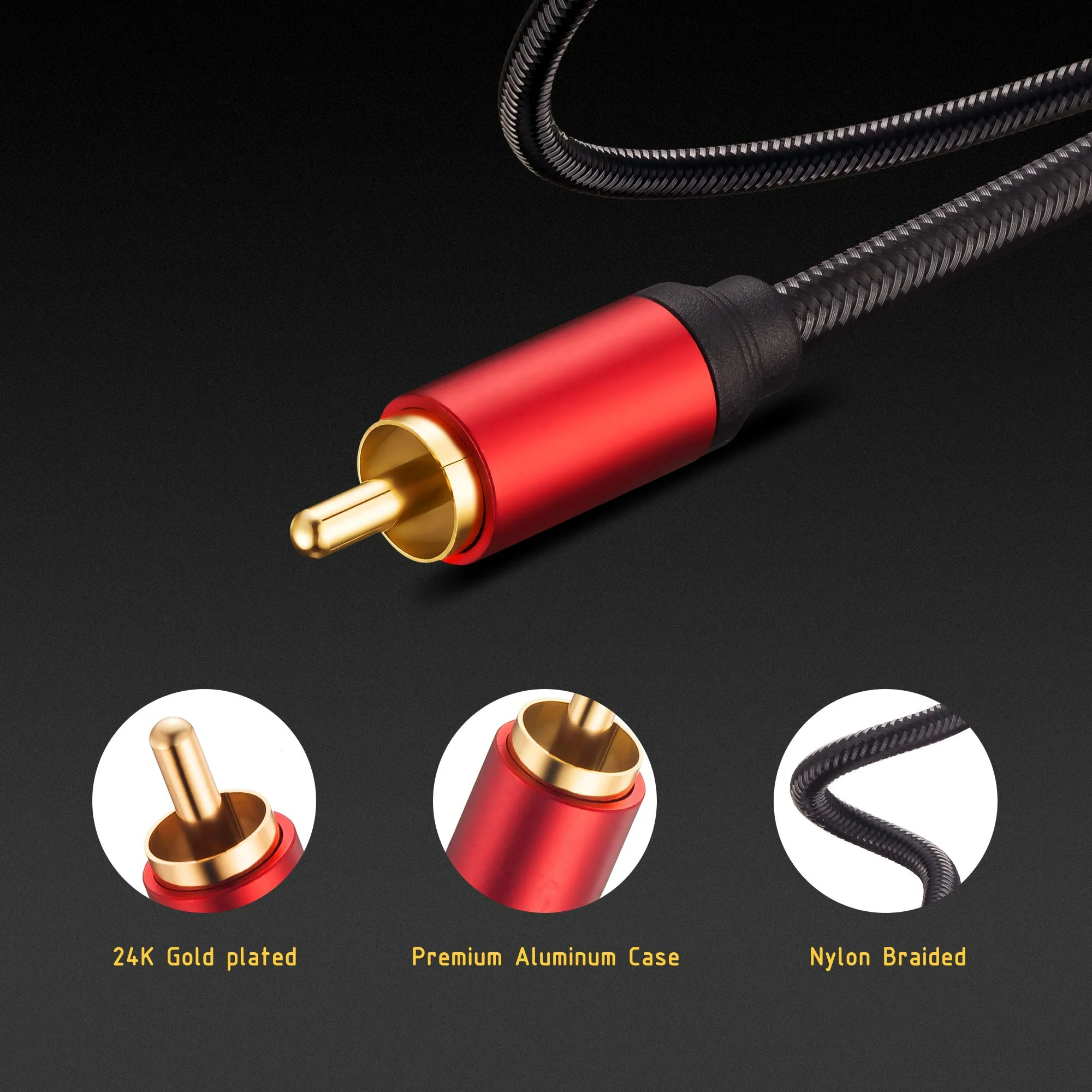 สเตอริโอ 6.35 มม.TRS แจ็ค Dual RCA Y Splitter ใส่สายไฟ 1/4 นิ้ว 2 อะแดปเตอร์เสียง RCA สําหรับเครื่องขยายเสียงลําโพง