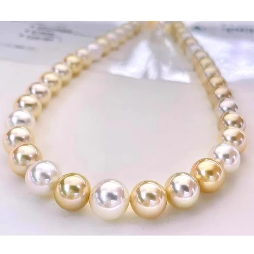 

Charming 17"12-14mm South Sea Genuine Natural Gold Pearl Necklace