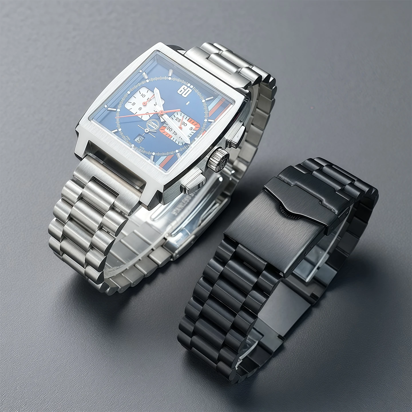 22mm 20mm pulseira de aço inoxidável de alta qualidade prata preto sólido links pulseira apto para tag heuer carrera f1 pulseiras de relógio masculino