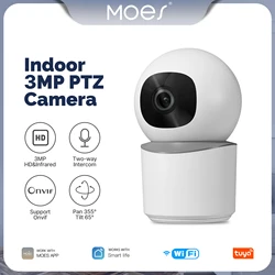 MOES Tuya WiFi Indoor Pan/Tilt Smart Security Camera 3MP HD Infrared Night Vision Motion Tracking Sound Detection Support Onvif