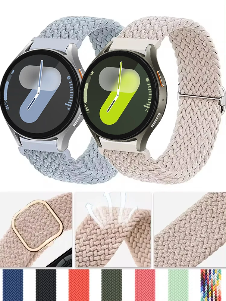 20mm/22mm Band For Samsung Galaxy Watch 4/5/6/5 pro/6 Classic/gear s3/active 2 Braided Solo loop bracelet Huawei GT 2e 3 4 Strap