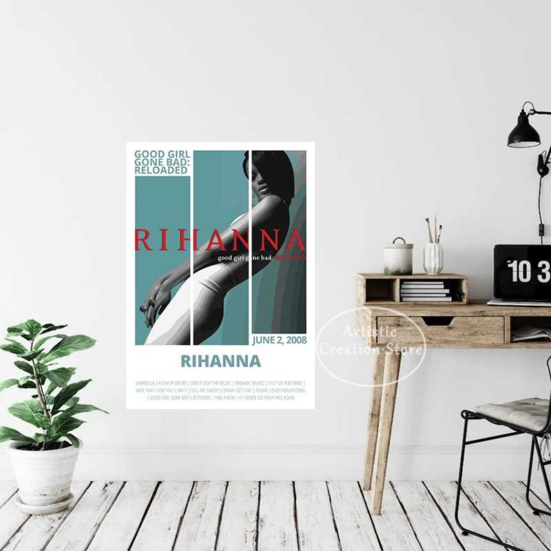 ملصق R-Rihannas ، المغني الشهير ، فتاة جيدة سيئة ، إعادة تحميل غلاف الألبوم ، لوحة قماشية ، مطبوعات ، صورة جدارية ، ديكور غرفة المعيشة #2
