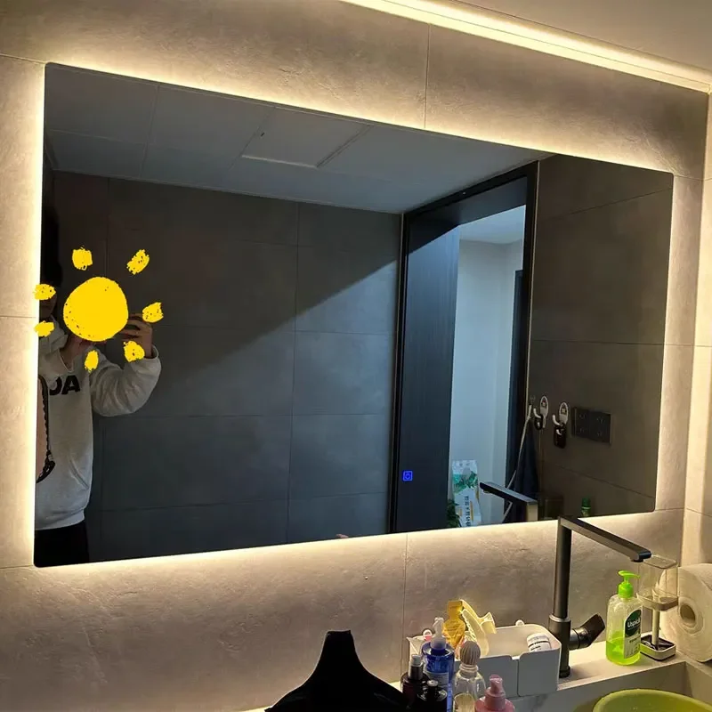 Decoration Bedroom Mirror Shaving Bathroom Mirrors Led Light Decorative Wall Makeup Large Full Body Espelho Color Changing