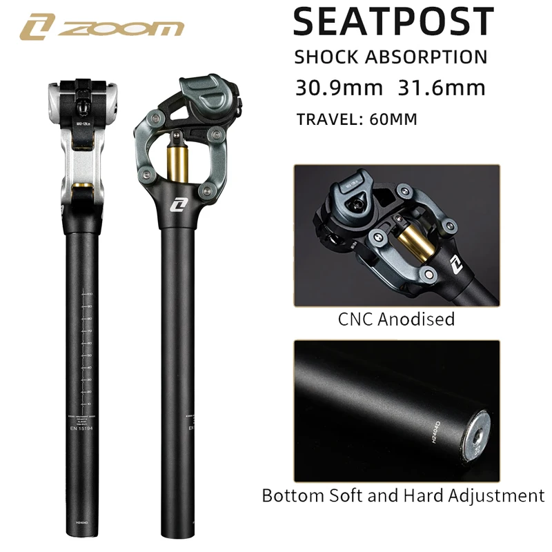 

ZOOM 30.9mm 31.6mm aluminum alloy bicycle shock absorber seat tube 60mm travel XC off-road bicycle Mtb shock absorber seat tube