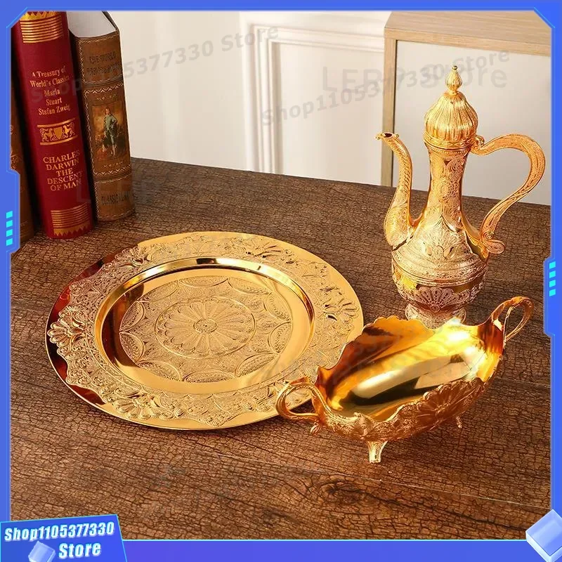 Luxury European Wine Jug Set with Glass and Plate Classic Desktop Decanter Ornament for Dinner Table Home Decor Handicraft