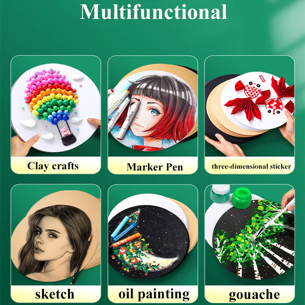 20/30 ورقة من الورق المقوى الملون، ورق كرافت أسود/بني/أبيض بطاقات مستديرة للرسم والفنون والحرف اليدوية، قطع الورق DIY