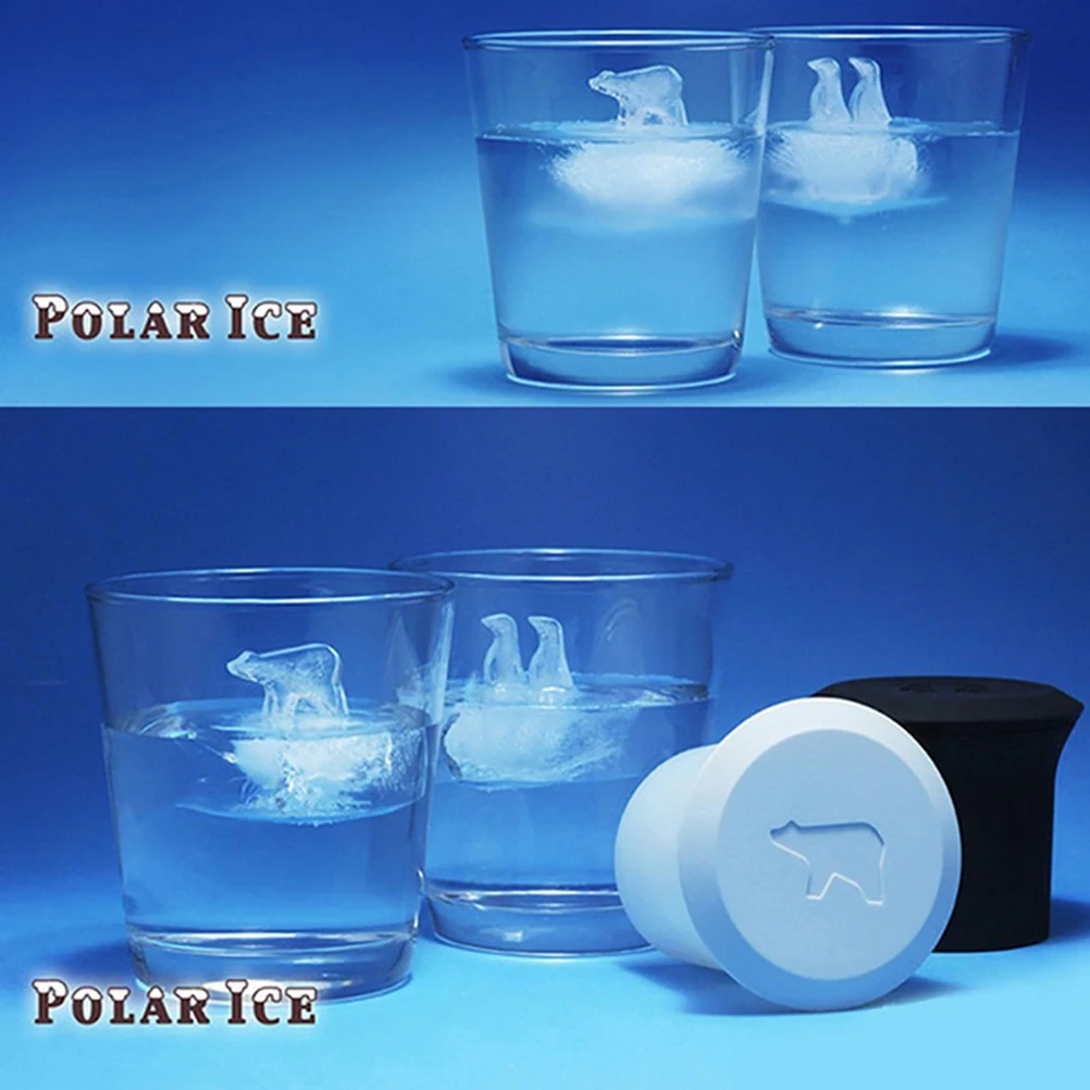 

2pcs Cartoon Grid Silicone 3D Penguin Bear Cube Mold For Home Bar Making Box Ice Maker Bear Ice Cubes Maker Cube Tray