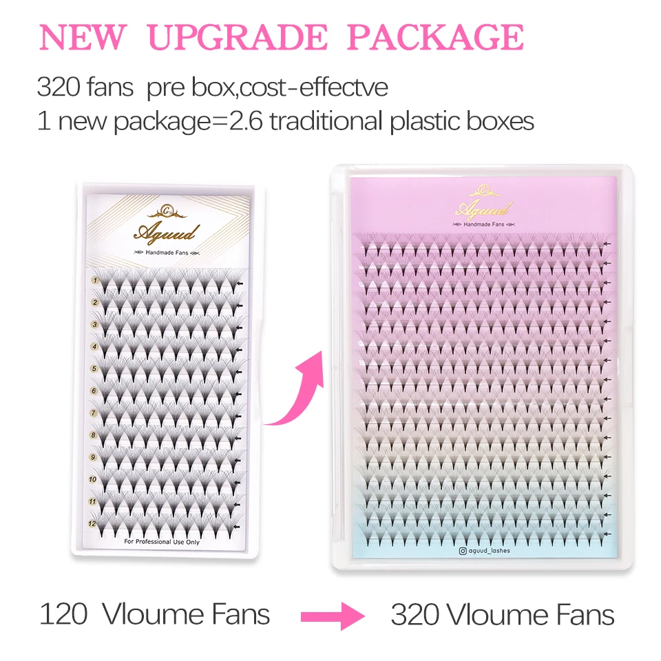AGUUD 6D 8D 10D 30D 40D Vorgefertigte Fächerwimpern mit spitzer Basis, russische Volumen-Wimpern, professionelle Wimpernverlängerungen, Make-up, Cilios – Detail 9