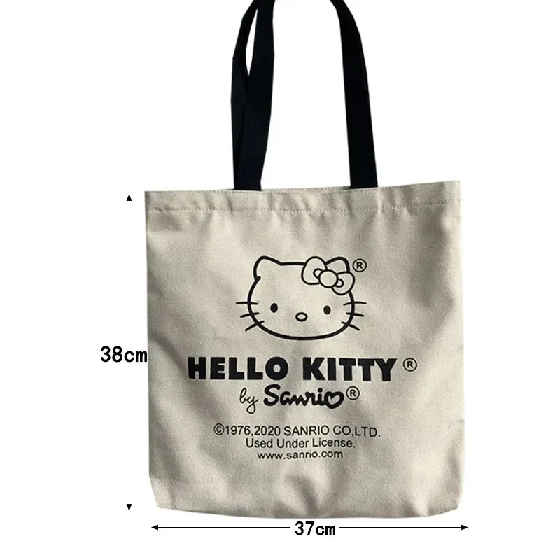 Sanrio-Bolso de mano de lona de Hello Kitty para mujer y niña, bolsa de hombro de compras de alta capacidad, bolso de viaje bonito, 2024